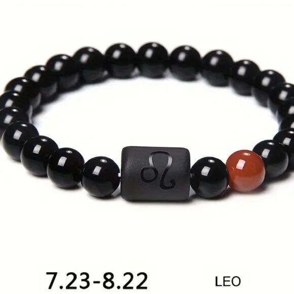 Leo ♌️ Zodiac Black Stone Bracelet - Picture 1 of 3